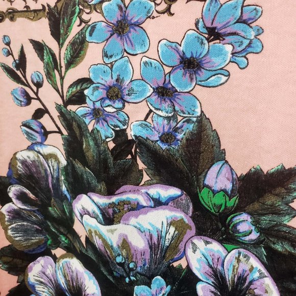 Linda Lori Women's Vintage Peach Floral Short Sleeve Top Blouse Tee Shirt - Picture 6 of 12